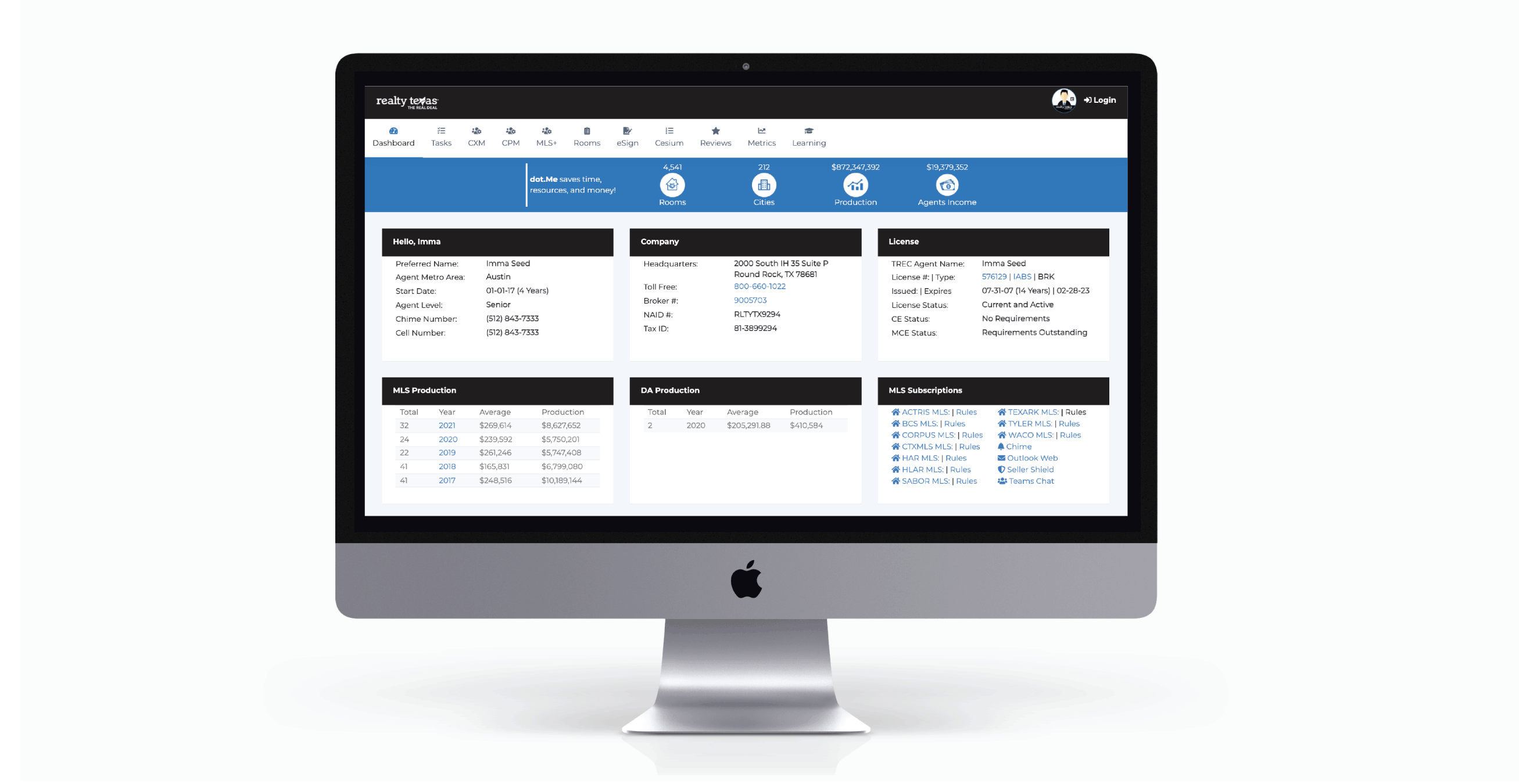 Agent dashboard